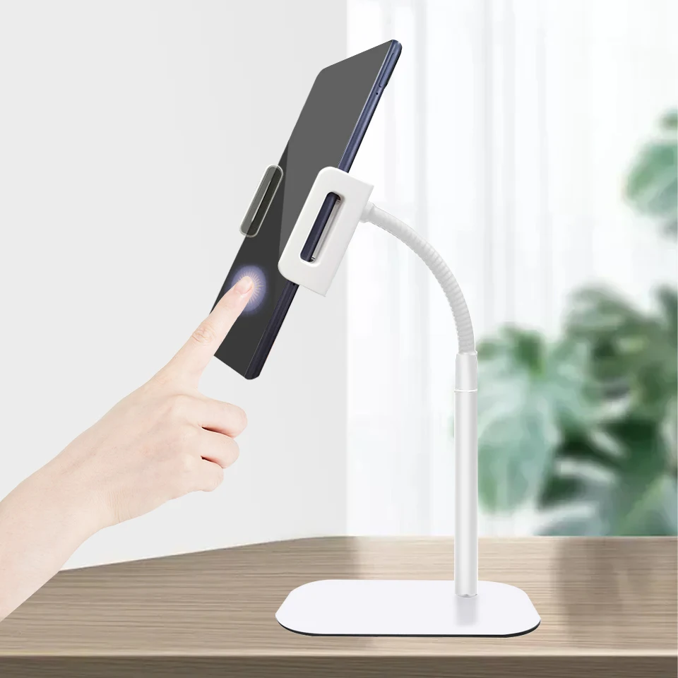 

Metal adjustable Gooseneck desktop tablet stand phone holder for ipad and phone