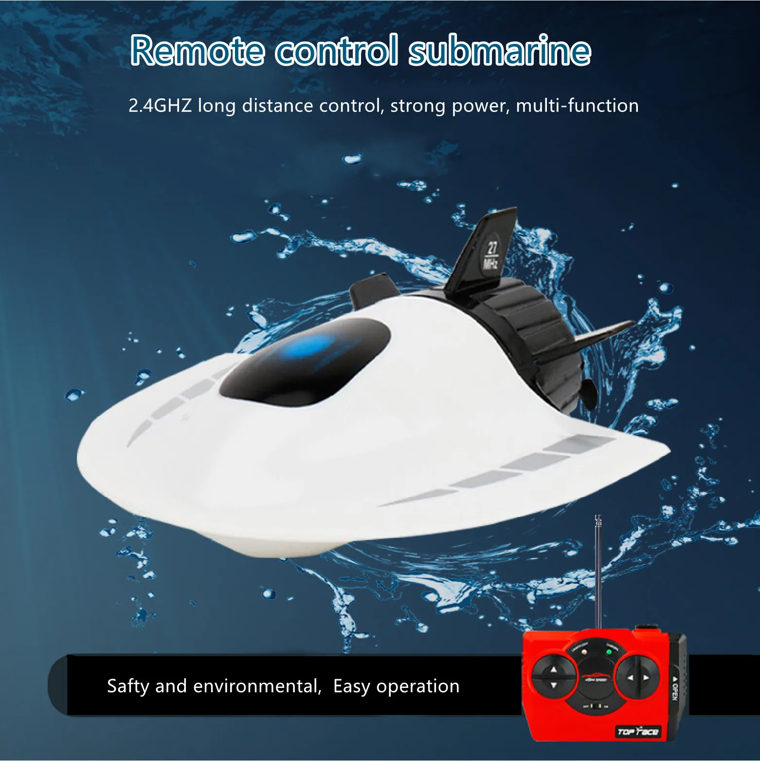 

Remote control small mini submarine racing boat remote control surfing underwater waterproof children's water toy, White, blue and can be customized