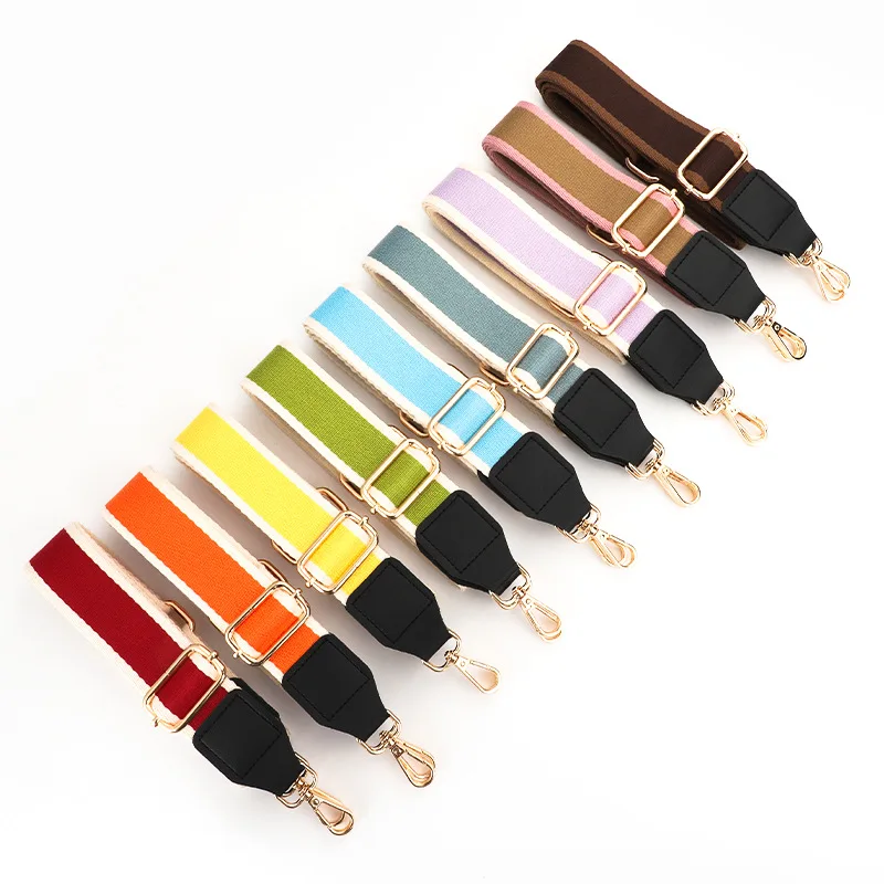 

Simple Fashion Style Colorful Stripes Handbags Accessories Widening Shoulder Strapping Custom Logo Changeable Trendy Bag Strap