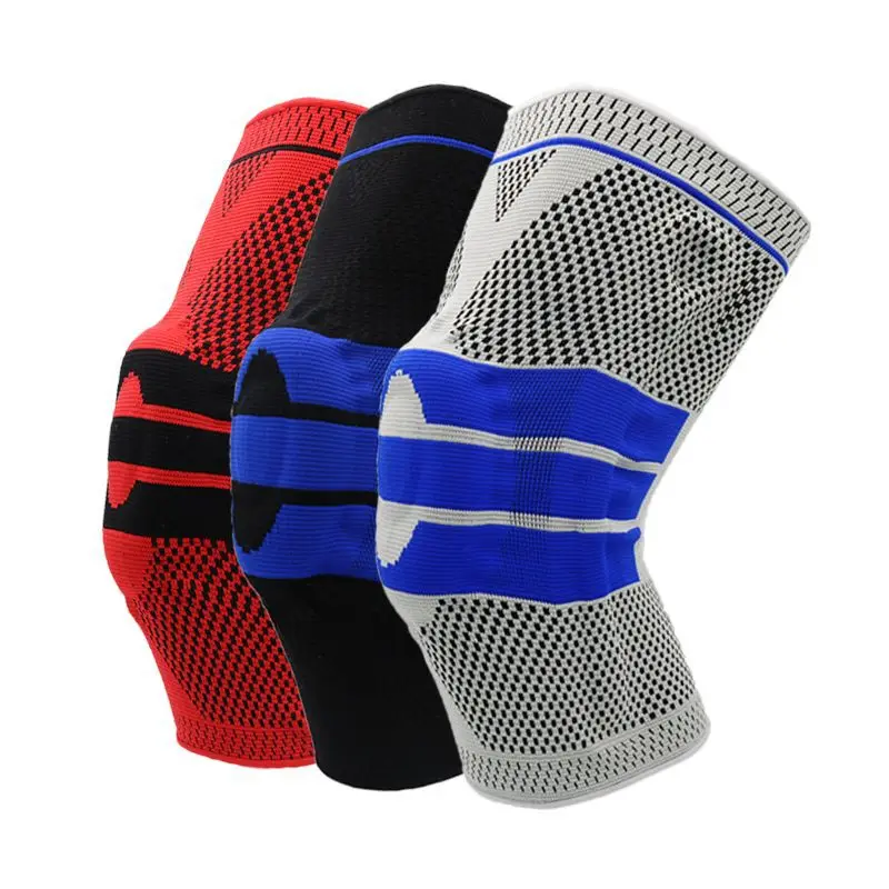 

Factory Made Silicone Basketball Nylon Knitted Knee Support Sleeves, Compression Knee Brace for Joint Pain and Injury Recovery