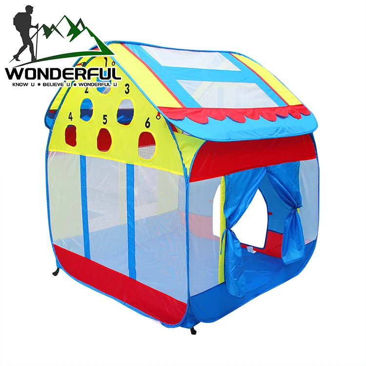 

Amazon Indoor Three Color Kids Baby Game Foldable Large Space Toy Pop Up Children Play House Tents, As shown