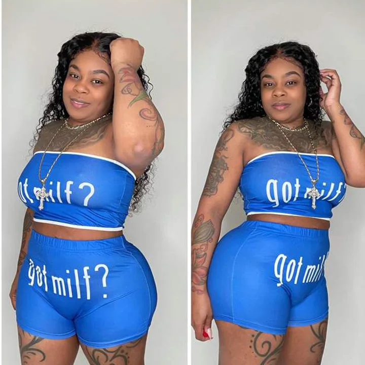 

Fashionable Snack Candy Sexy Set Sleeping Short Sets Flavor With Sports Bra Wholesale Women Shorts And Two-Piece Biker, Picture shows