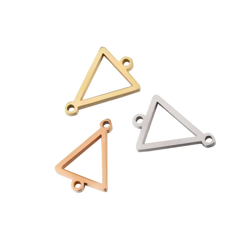 

Tow Holes Connector Metal Stainless Steel Hollow Triangle Connector Accessory Pendant Charm For Bracelet DIYJewelry Finding, Gold,silver,rose gold