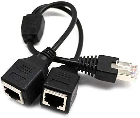

RJ45 1 Male to 2 Female Socket Port LAN Ethernet Network Splitter Y Adapter Cable Suitable for Cat5, Black, blue, gray, grey, red, white