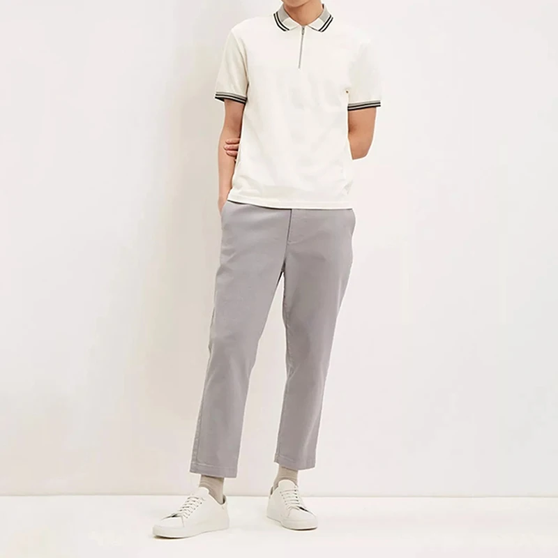 

Premium Wholesale Mens T-shirt Collar Colour Block Zip Polo Shirts Blank Plain Slim Vintage T-shirt, Customized color