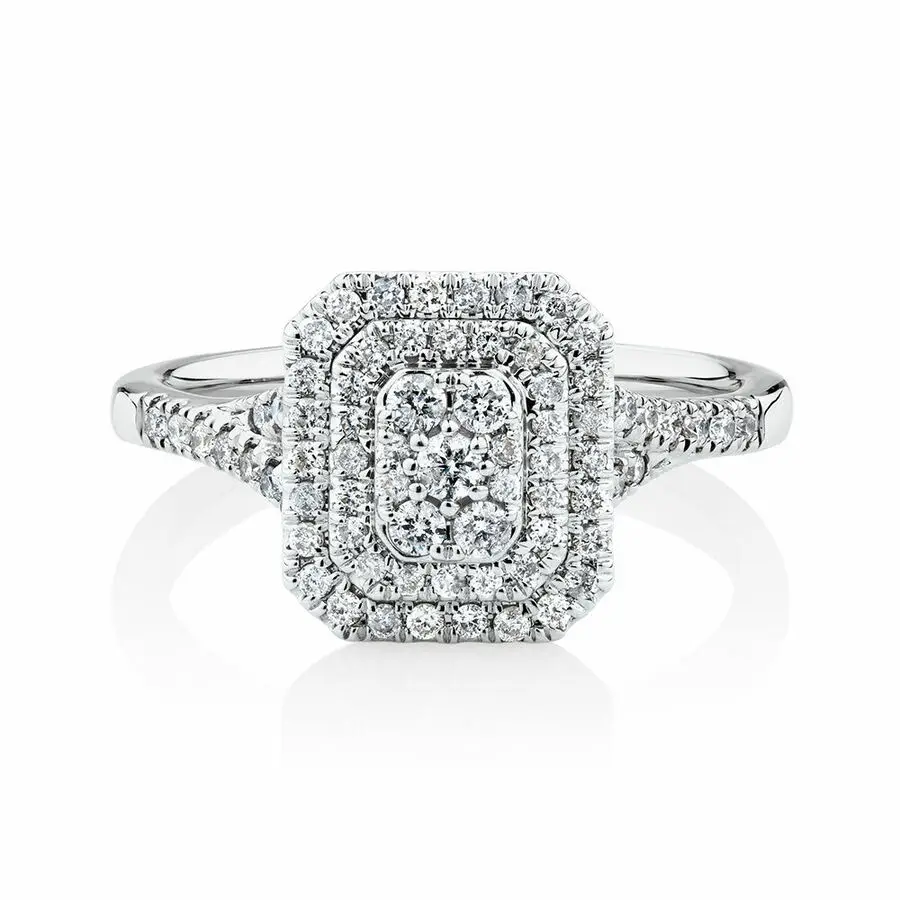 

Kuololit Luxury Female Square Exaggerated Jewelry Wedding Accessories 18K White Gold Nautral Diamond Engagement Ring for Women