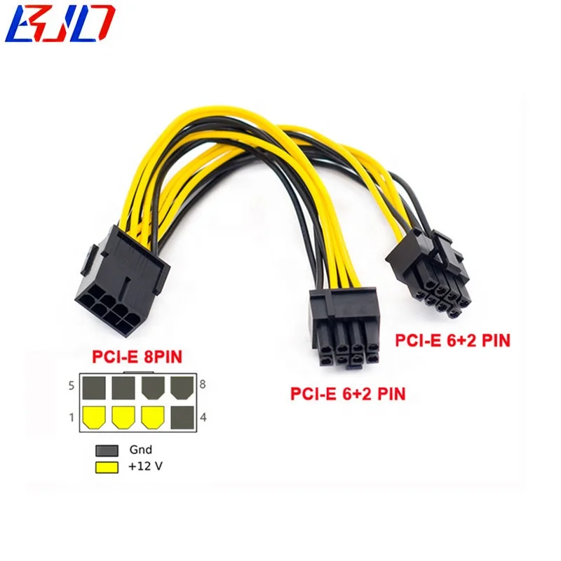 

PCI-E 8 Pin to Dual PCI-E 8 Pin (6+2pin) Graphics Card Adapter Power Cable 18AWG 20CM, As is shown in the picture