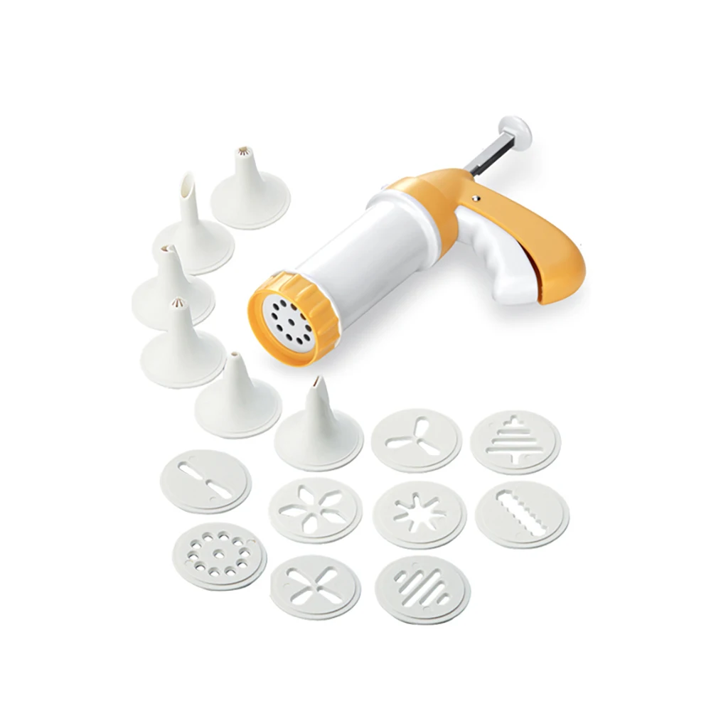 

Butter Cake Decorating Gun Cookies DIY Decorating Device Electric Decorating Gun, Yellow+ white