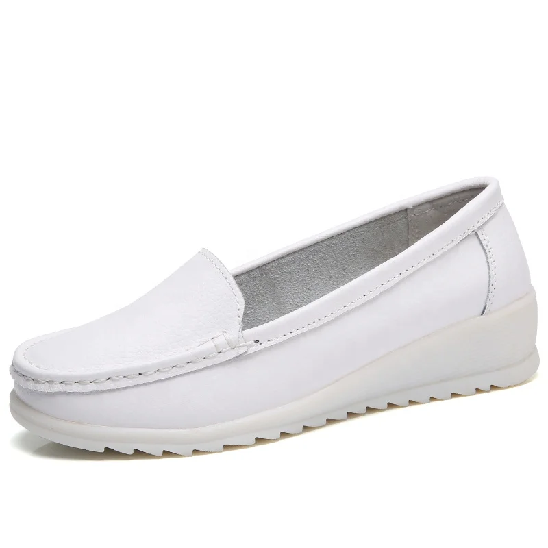 

TPR sole cow leather upper women shoes loafers non-slip white nursing shoes for nurse shoes