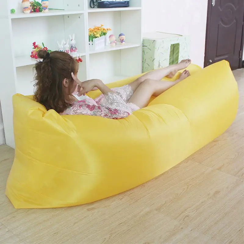 

2021 Hot Portable Beach Folding Fast Inflatable Single Hammock Lounge Lazy Filled Custom Air Bag Sofa, Customized color