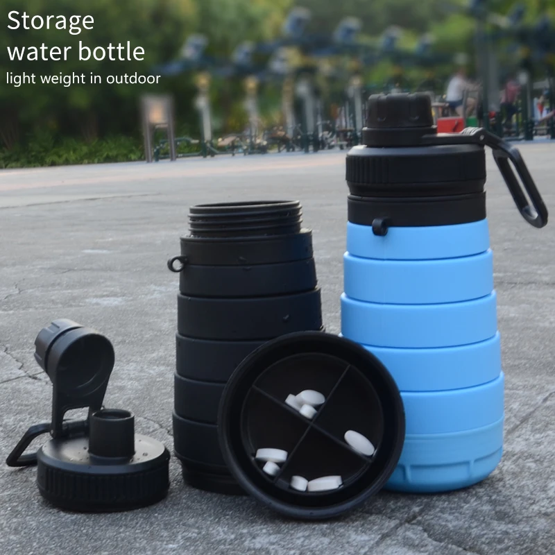 

Factory wholesale 750ml Fashion Silicone Foldable Bottled Collapsible Sport Water Bottle with custom logo for camping, Customized color acceptable