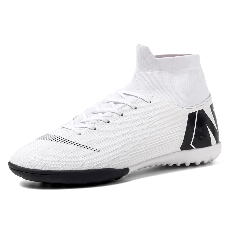 

Powerful Manufacturer New style Long And Short Nail High-Top Football Training Shoes For Men, White,orange,black gold