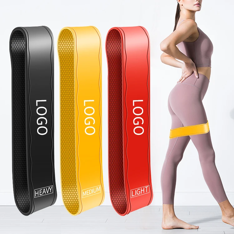 

Wholesale Custom Logo Yoga Fitness Exercise Elastic Stretch Mini Latex Resistance Loop Band, Black, yellow, red,purple,pink, green