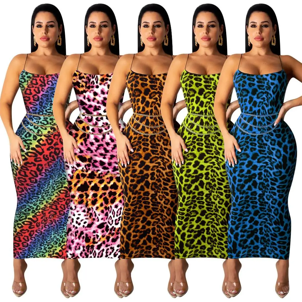 

Taobao Plus Size 3xl Sexy Bodycon Spaghetti Strap Leopard Cheetah Dress
