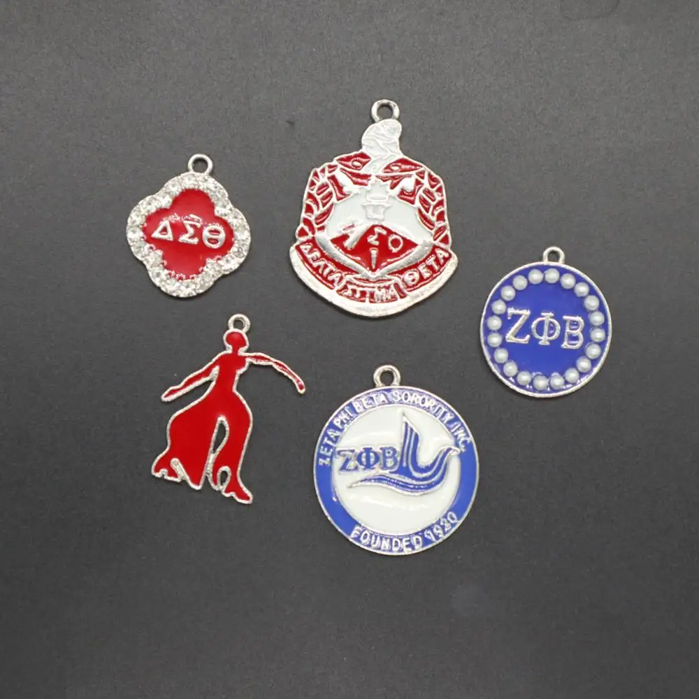 

Blue Enamel And Crystal Sorority Zeta Phi Beta Pendant Necklaces ZPB Sign Jewelry For Earring Bracelet
