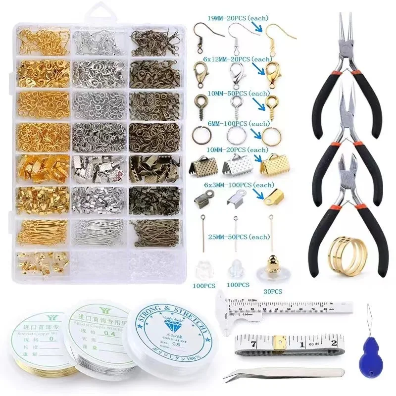 

Hot Sale Jewelry Making Kit Full Set Jewelry DIY Making Tools Box Sets Base DIY Jewelry Materials Accessories, As picture