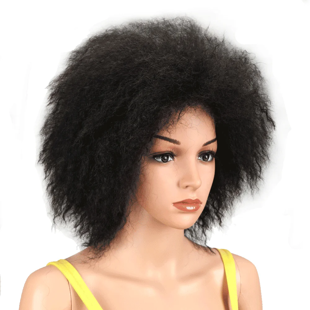 Afro Kinky Bulk Hair Synthetic Wigs Kinky Straight Hair For Making