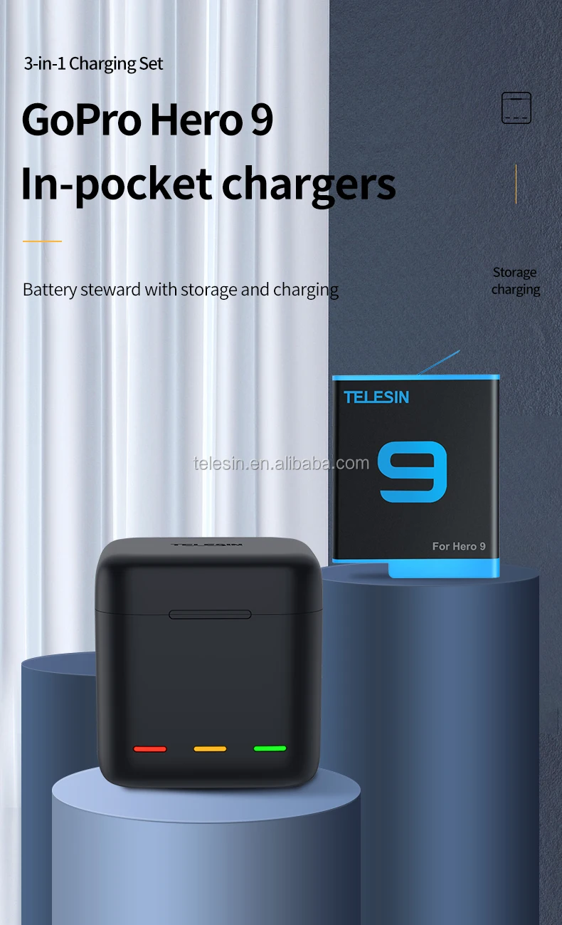 Hot Gopro Hero 9配件用于gopro Hero 9相机的telesin三重存储电池充电器盒 Buy 木质远程存储盒 Gopro 9充电 器盒 Gopro 9电池充电器product On Alibaba Com