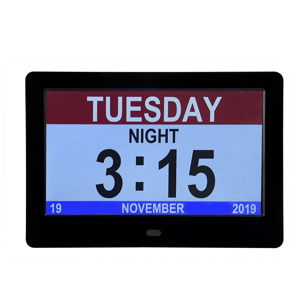 

New Design Led Digital Calendar Day Clock 7 Inch Dementia Elderly Seniors Alarm Clock, Balck