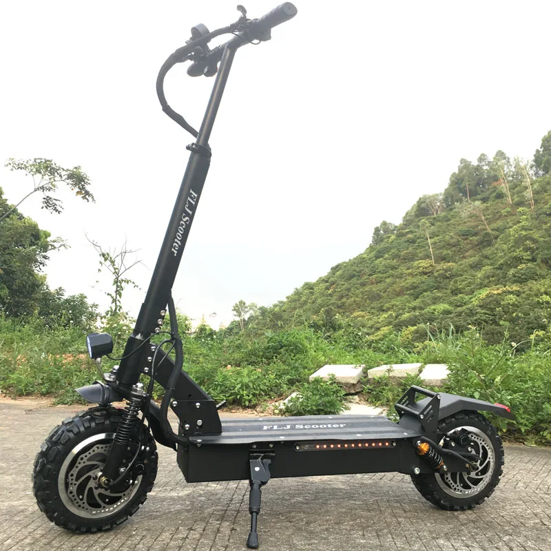 

FLJ EU warehouse price 3200W 5600W dual-drive brushless motor two-wheel off-road tire electric scooter for adult, Black