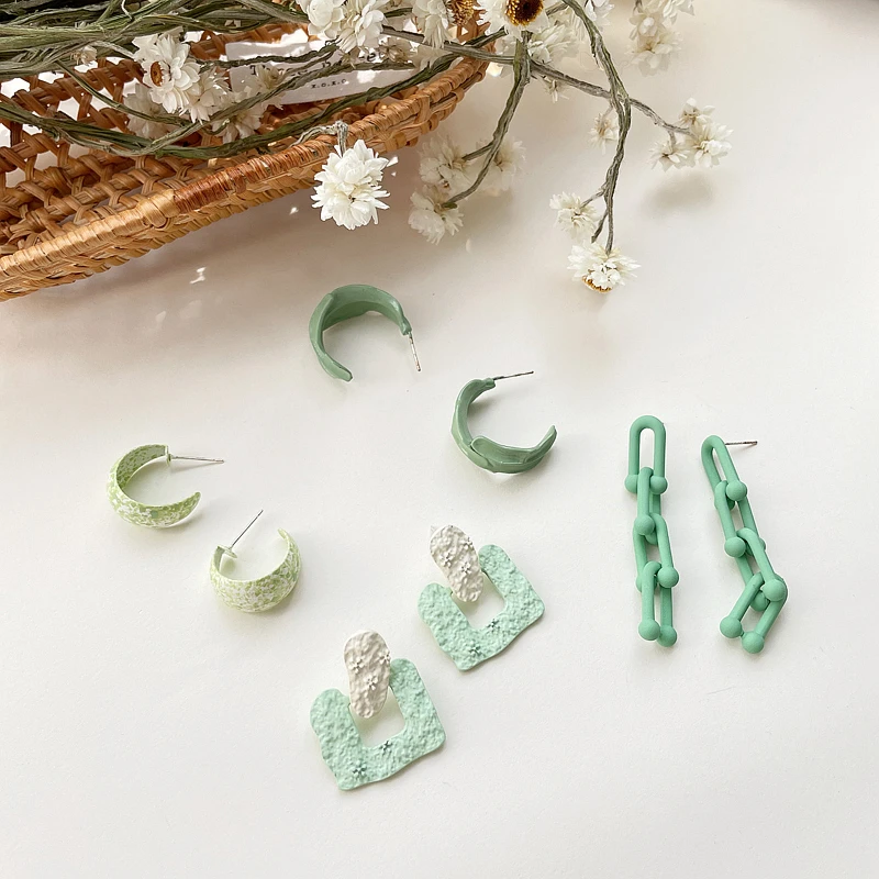 

JUHU S925 Silver Needle Summer Small Fresh Mint Green Earrings 2021 New Jewelry Women, Colorful