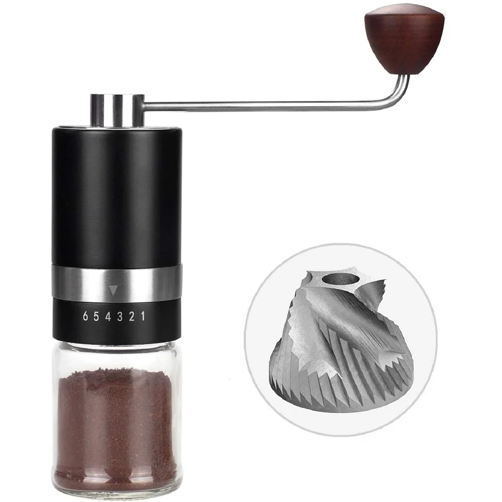 

Travel stainless steel best burr coffee grinder portable hand coffee mill coffee bean grinder manual commercial, Silver or black or oem custom