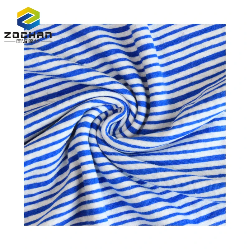 

free sample 55/45 linen cotton stripe jersey refreshing environmental protection fabric for women Garment