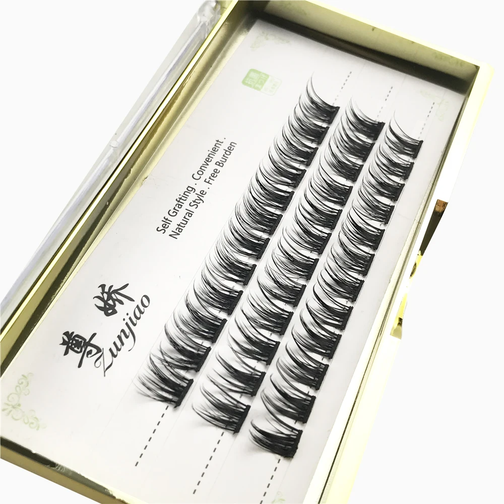 

36 Bundles Mink Eyelash Extension Natural 3D Russian Volume Faux Eyelashes Individual 30D Cluster Lashes, Natural black