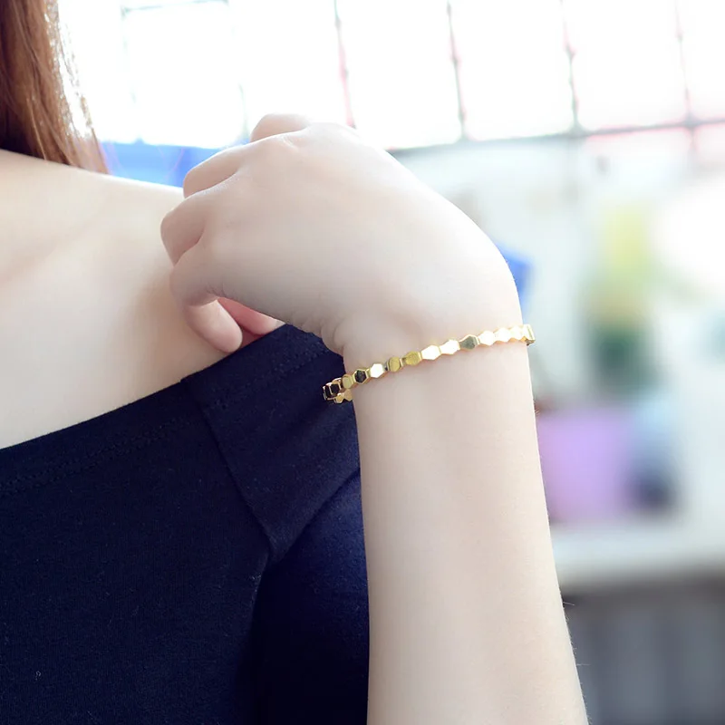 

Z120 Amazon Shopify Hot Bee Hive Shape Stainless Steel Bracelet Bangle 2021 18K Rose Gold Without Fade