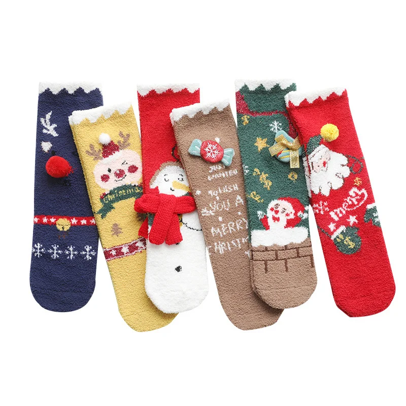 

Christmas Santa Claus Snowman Cartoon Animals Present Children's Kids Baby Adult Tube Socks