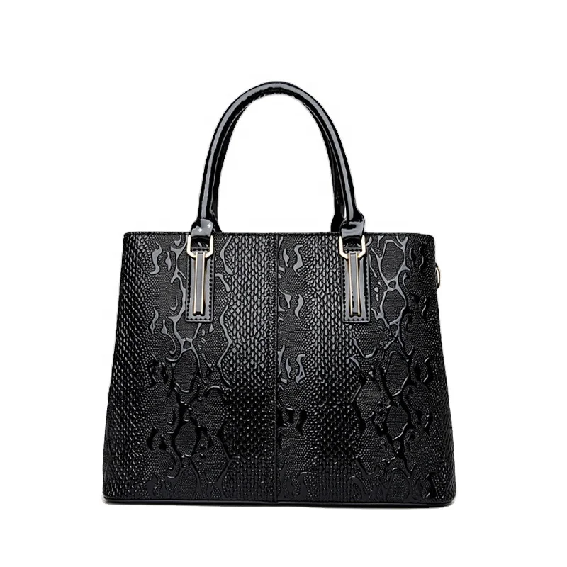 

New fashion pu women's bags patent leather snake pattern ladies handbag large capacity shoulder crossbody bags