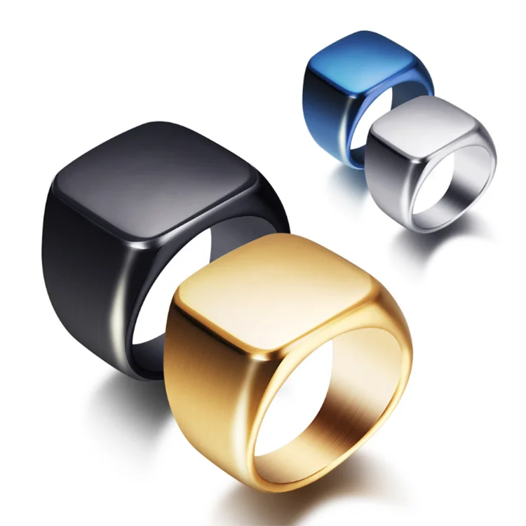 

Hip Hop Party Jewelry Wholesale Male 18k gold plated mens stainless steel signet ring