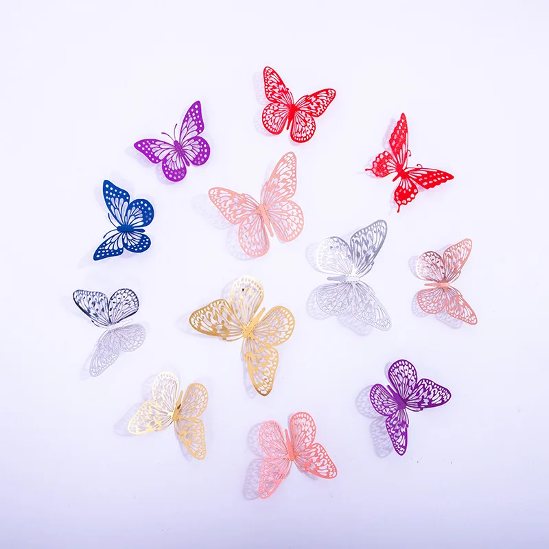 

2022 New Party Supplies Metallic color Butterflies Cake Tools Cake Accessories wedding decoration happy birthday Cake Topper