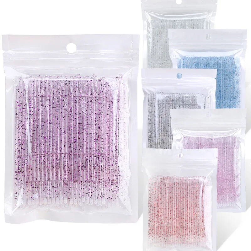 

Disposable 100Pcs/Bag Semi-Permanent Glitter Makeup Tools Eyelash Nano Cleaning Micro Brushes