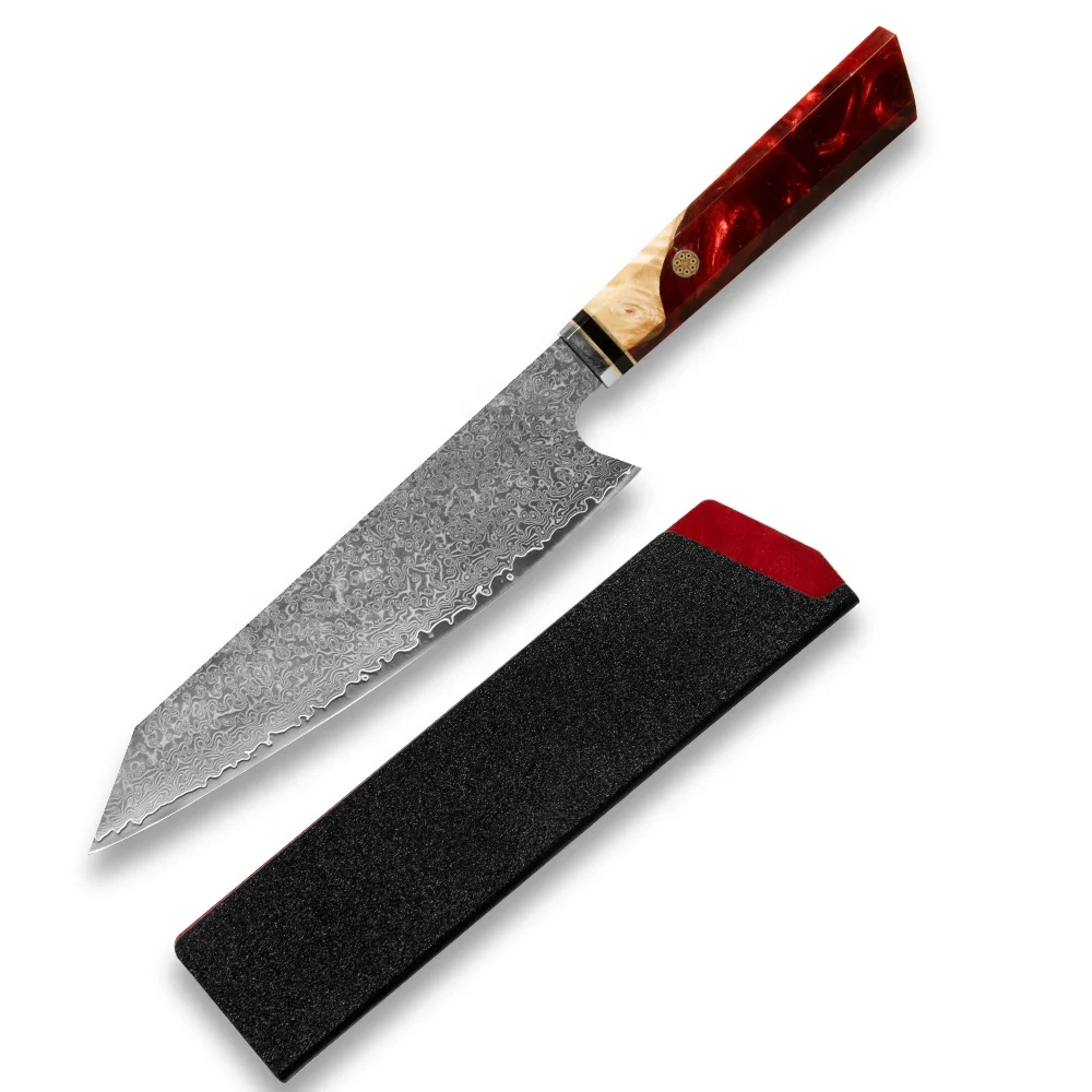 

8 Inch Chef Knives Unique Hajegato Resin handle Damascus Vg10 67 Layers Japanese Stable Wood Kiritsuke Knife