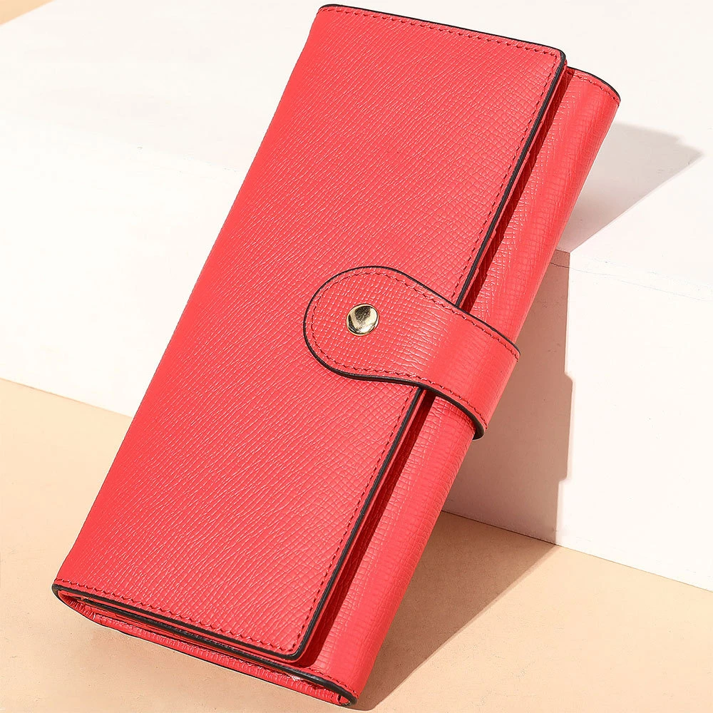 

Fashion Long Clutch Phone Purse Lady Trifold Wallet RFID Blocking Saffiano Genuine Leather Women Wallet, Customized color