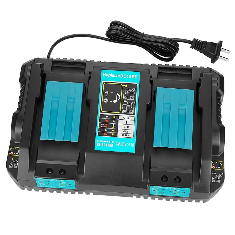 

2020 High Quality UK US EU AU plug For Makita DC18RD 18V Lithium-Ion Dual Port Rapid Optimum Universal Charger, As picture