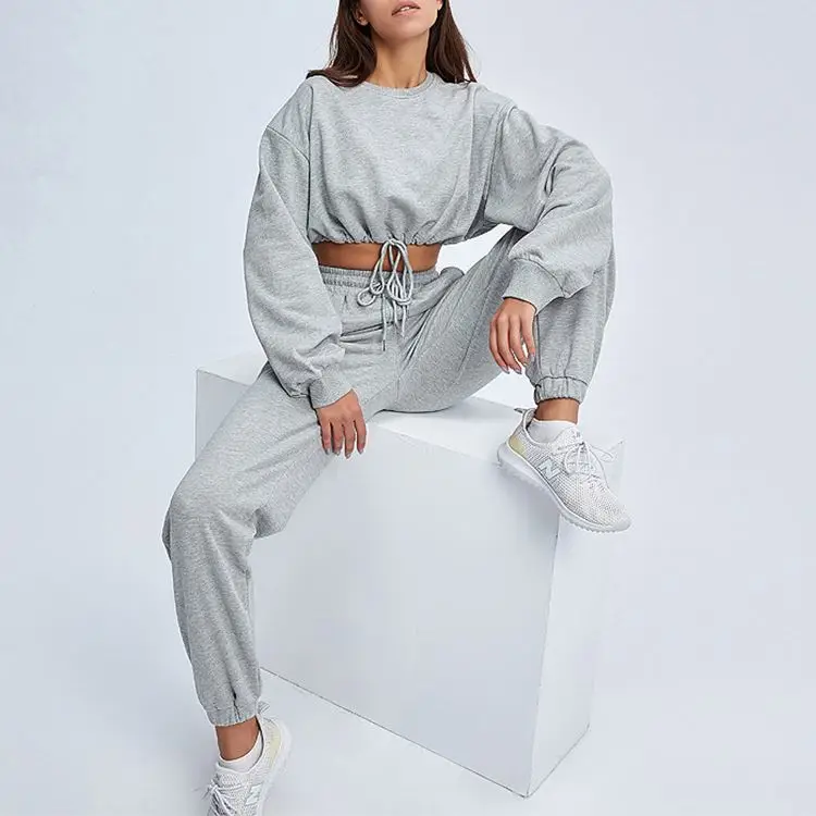 

Women's Lounge Set 2 Piece Pajamas Sets Sleepwear Long Sleeve Crop Top and pants with Pockets Sweater Sweatsuit, Picture