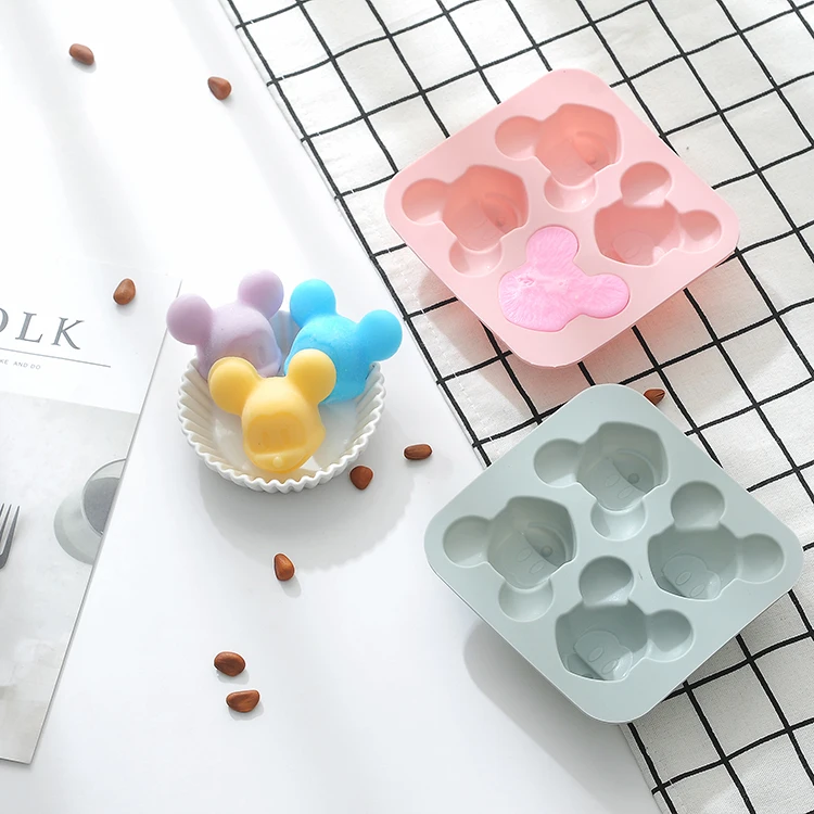

Spot 4 Mouse Silicone Cake Baking Mold Handmade Soap Red Candy Chocolate DIY Ice Tray Mold, As picture or as your request
