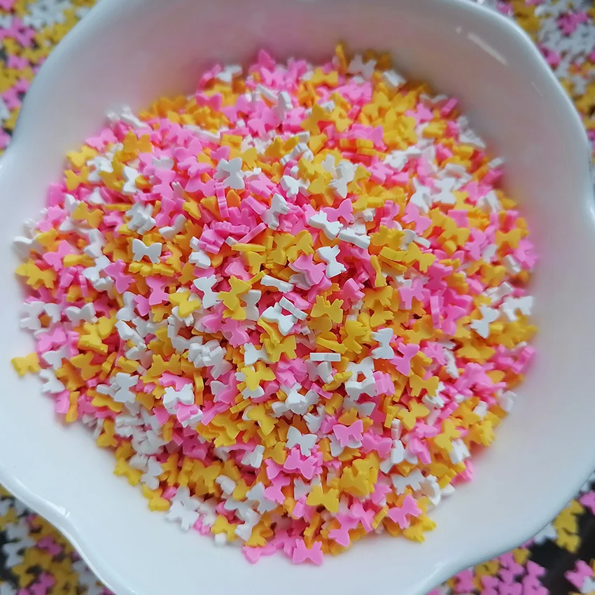 1KG DIY Craft Slime Sprinkles Bowknot Slices Bow Tie Polymer Clay Sprinkles