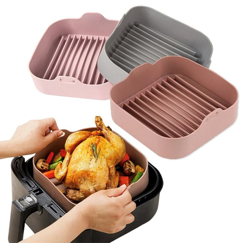 

Airfryer Fryer Accessories Baking Tools Reusable Silicone Pot Baking Basket Pizza Plate Grill Pot Kitchen Cake Cooking Tool