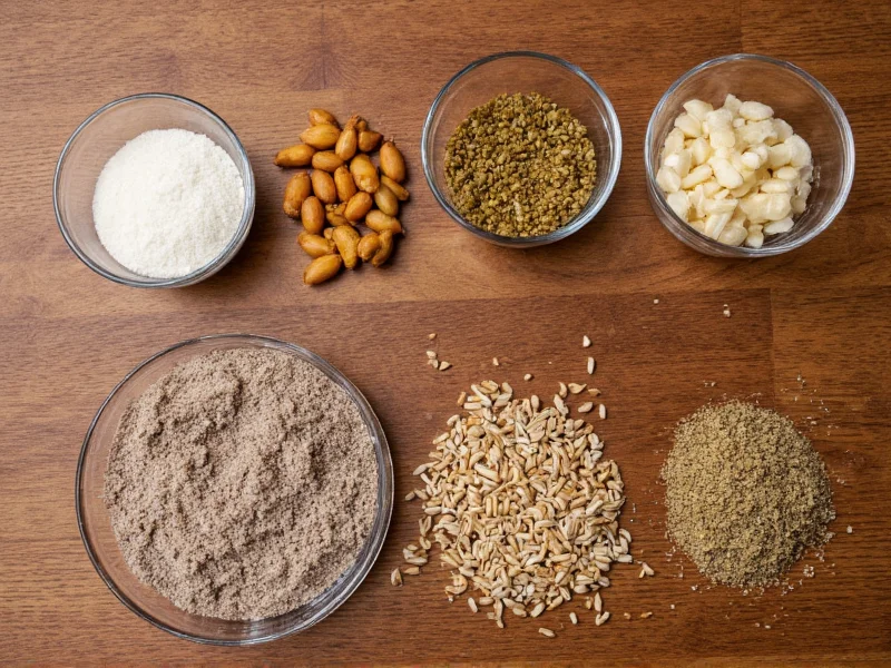 Natural pre-workout ingredients on wooden table
