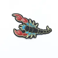 

New Fashion Lobster Reversible Sequin Patches,Private Customized Clothing Bead Embroidery Patch