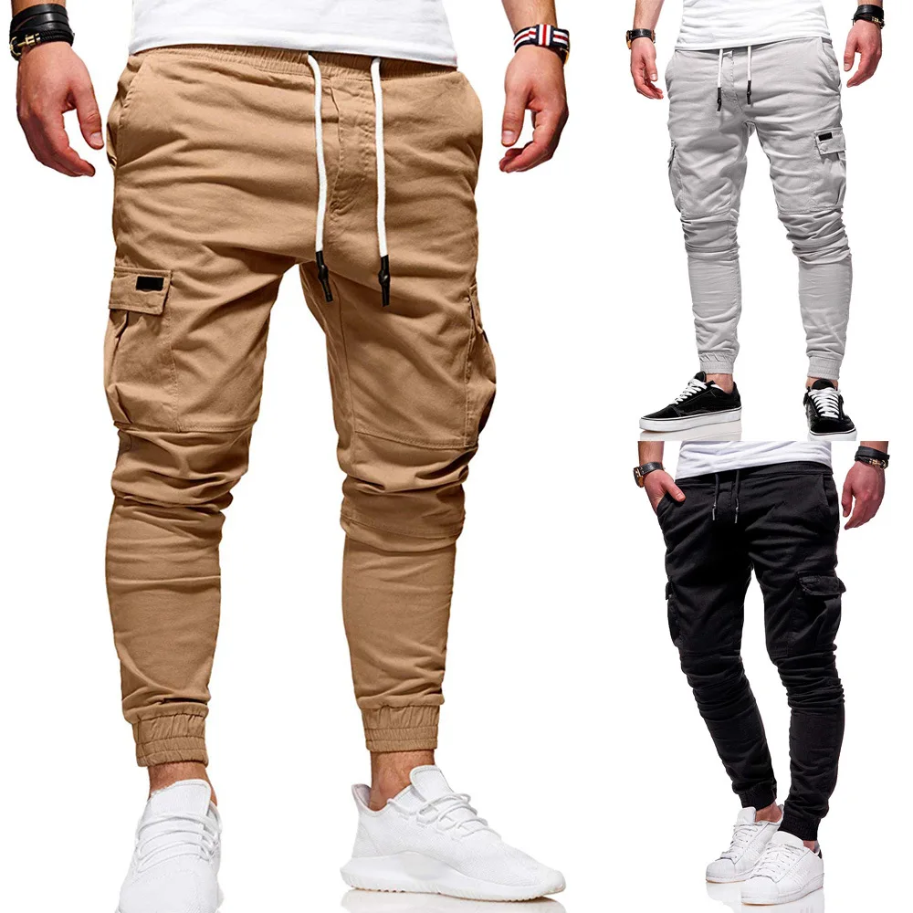 

New Casual Joggers Pants Solid Color Men Cotton Elastic Long Trousers pantalon Military Army Trousers For Men Cargo Pants