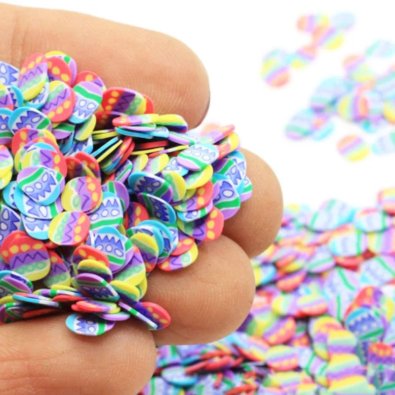 
Easter egg polymer clay slices sprinkled with DIY nail slime supplies charm, sprinkled with DIY slime supply accessories 
