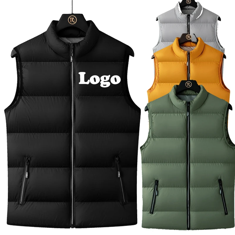 

JACKETOWN 2020 Hot Sell Wholesale Custom Logo Zipper Winter Jacket Black Quilted Down Puffer Vest Men