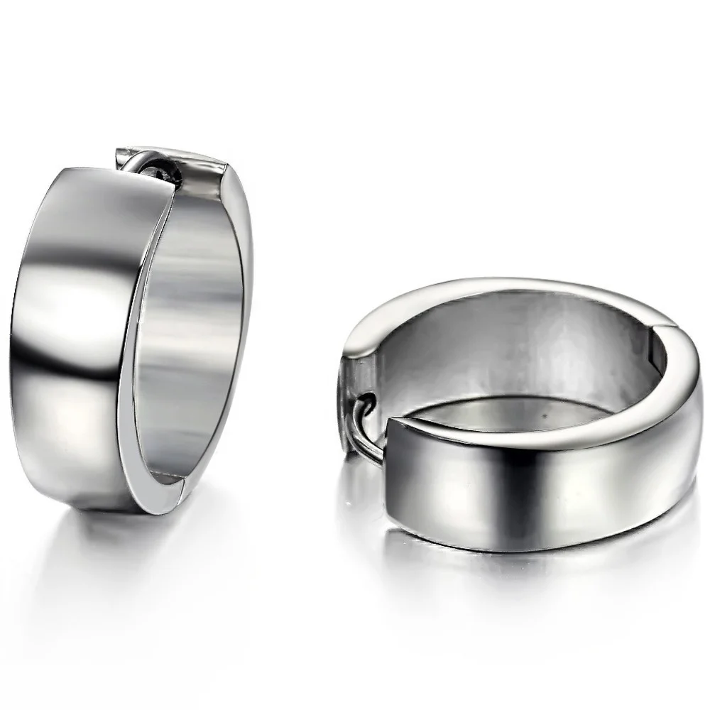 

Free Shipping Unisex Jewelry 316L Stainless Steel Huggie Earrings, White