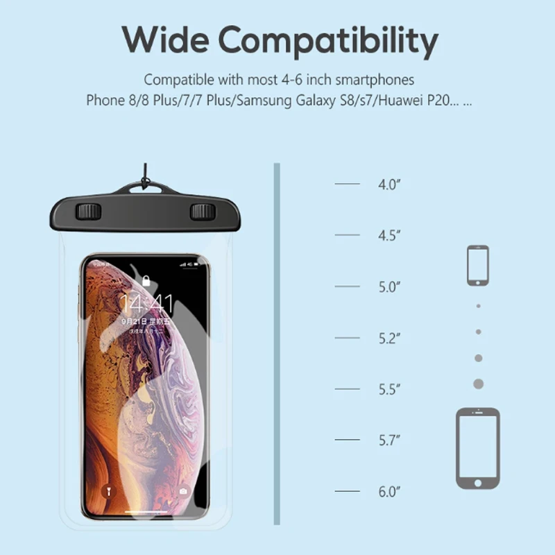 Customized Brand New Clear IPX8 Waterproof PVC Mobile Phone bag waterproof cell phone case bag