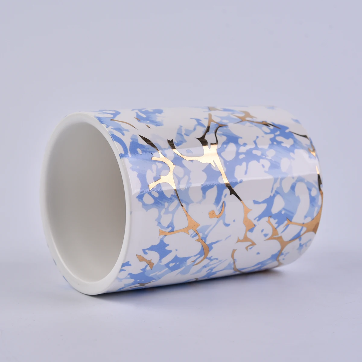 Gold And Marble Pattern Ceramic Candle Vessel Wholesale