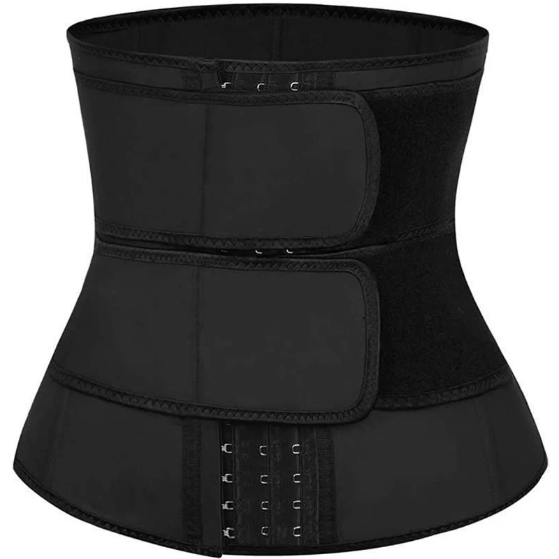 

2 Straps Button Waist Trainer Belt for Women Workout Cincher Corset Lower Belly Fat Sweat Sport Double Belts Waist Trainer Belt, Black